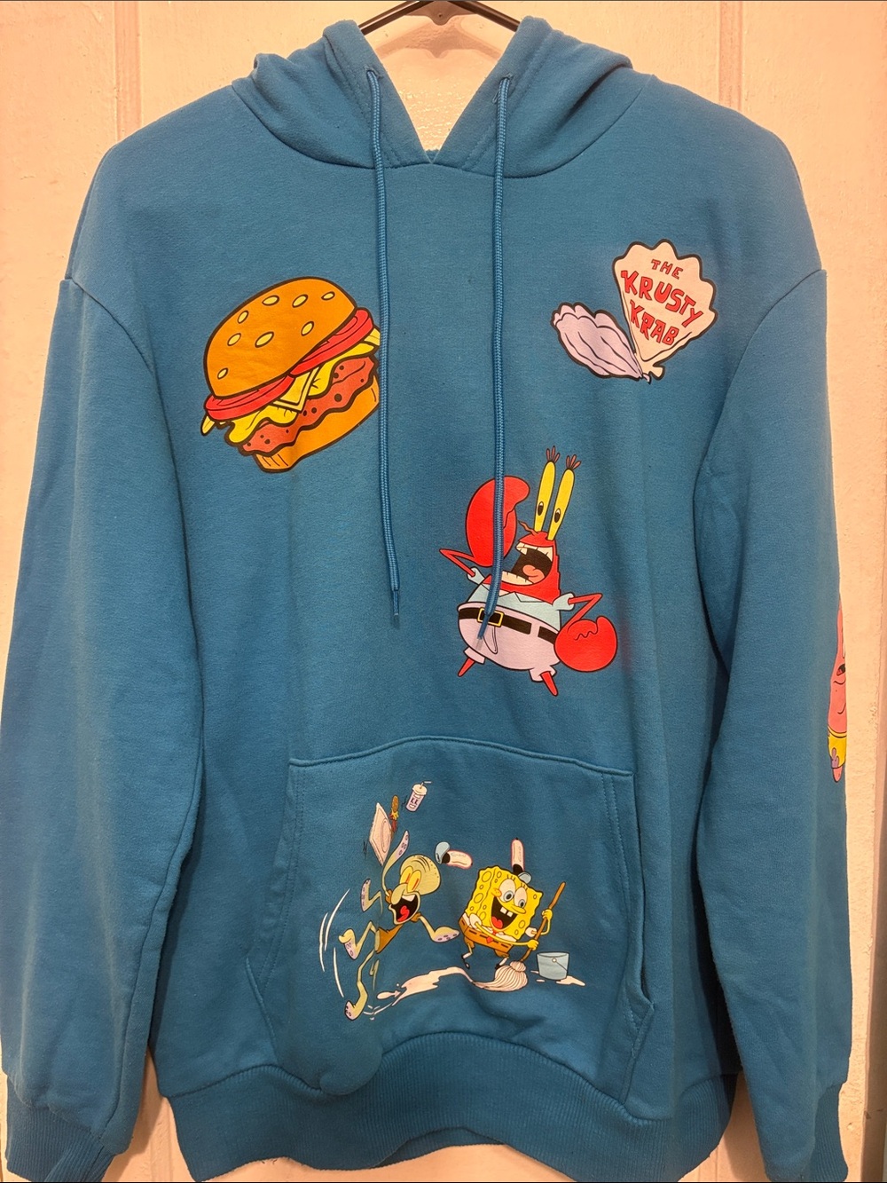 Blue SpongeBob & Krusty Krab Graphic Hoodie Sweatshirt